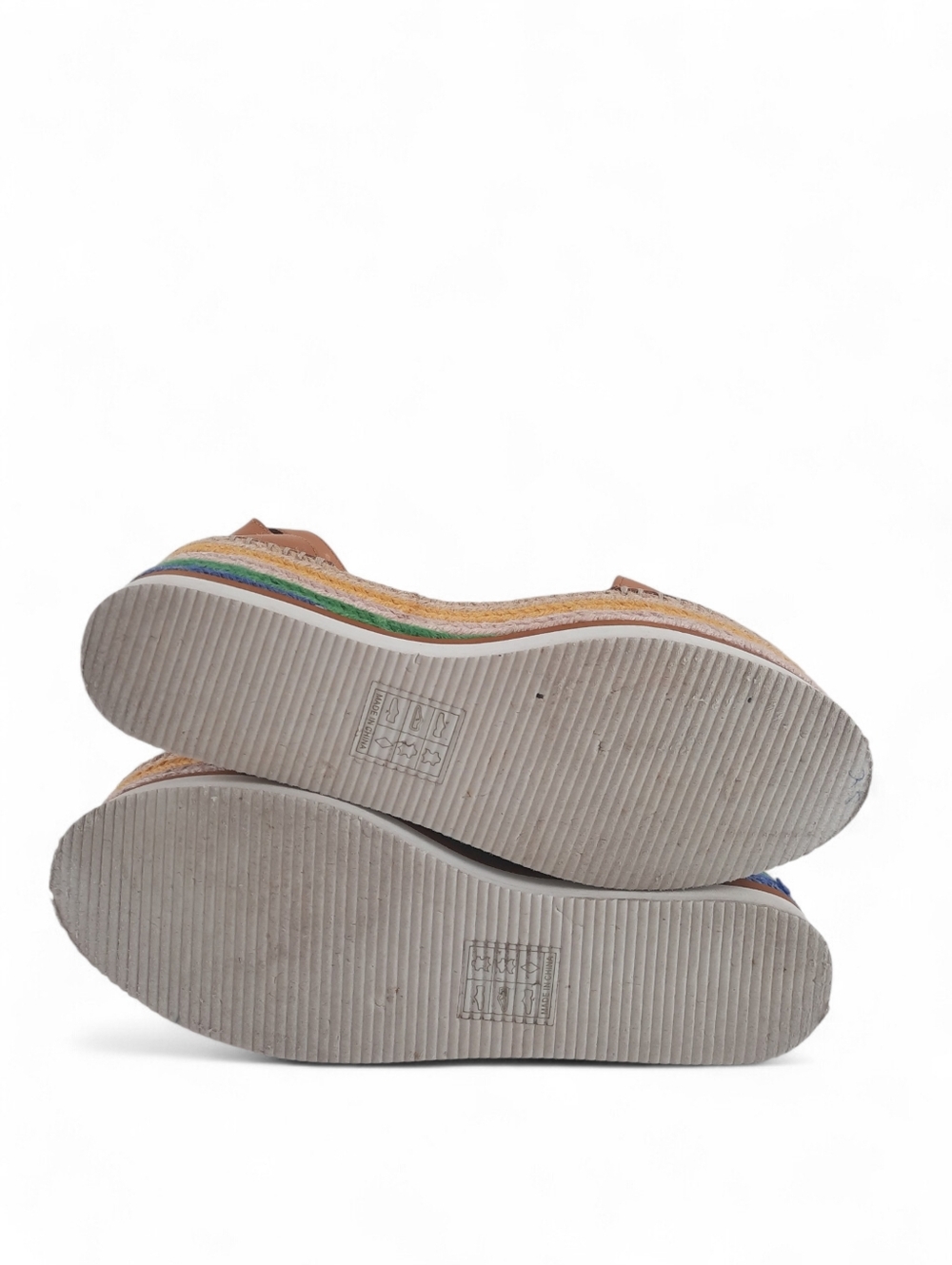 SEE BY CHLOE Rainbow Sandal Leather Jute Platform Espadrille Wedge Logo Tan 37 7 - Picture 7 of 8